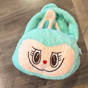 Mint Green Plush Bunny Face Kids Bag